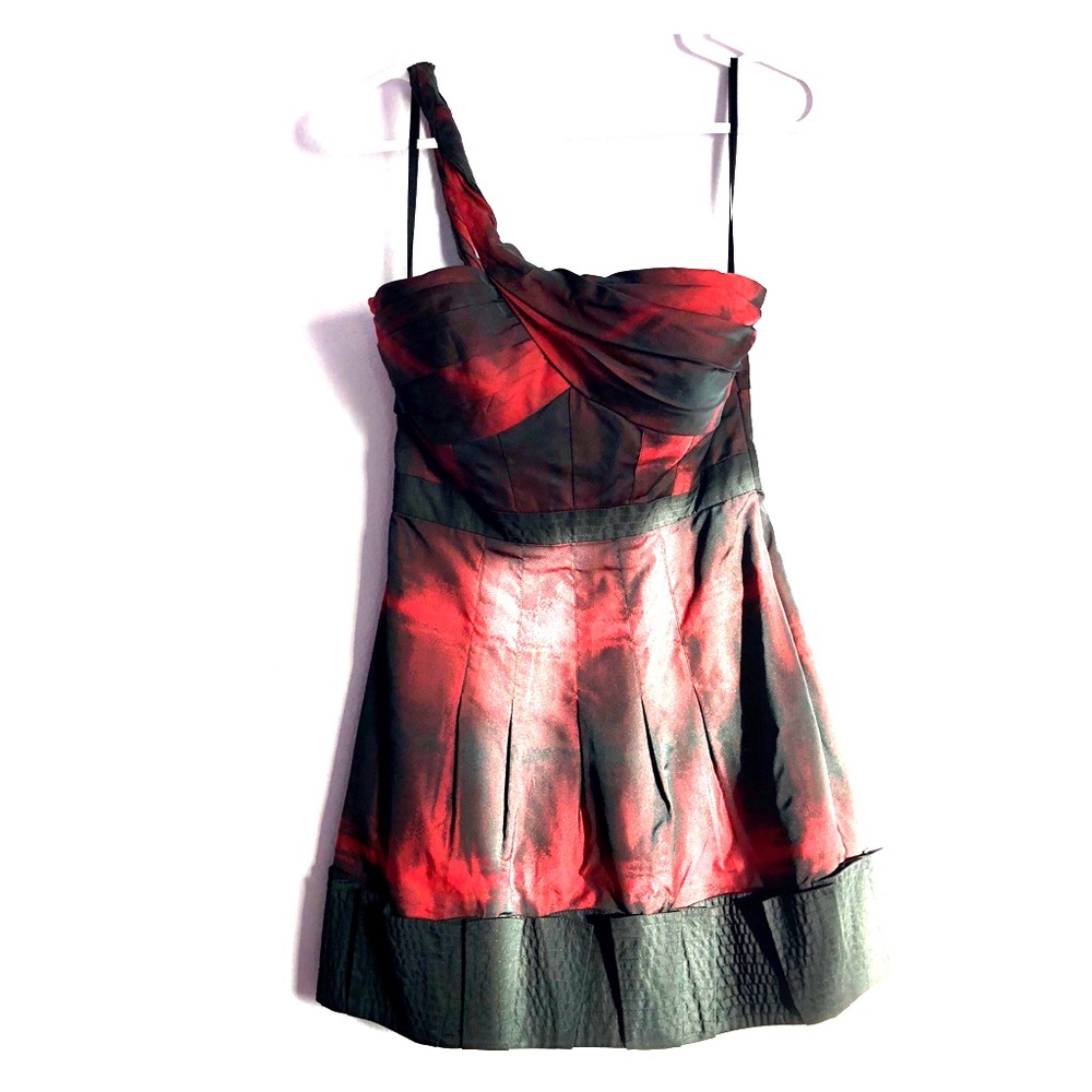 Red one shoulder red BCBG Max Azria dress